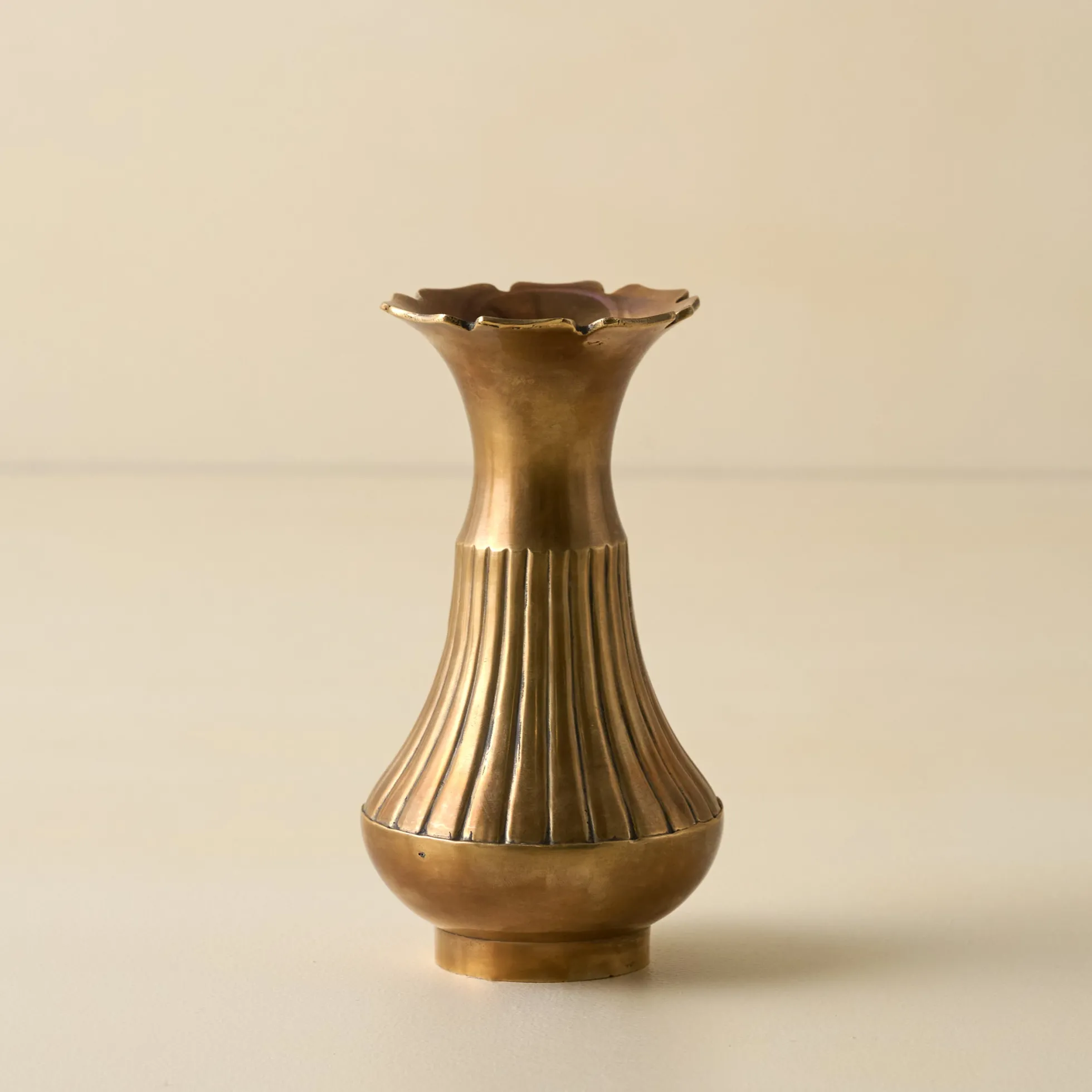 Anna Antiqued Solid Brass Vase