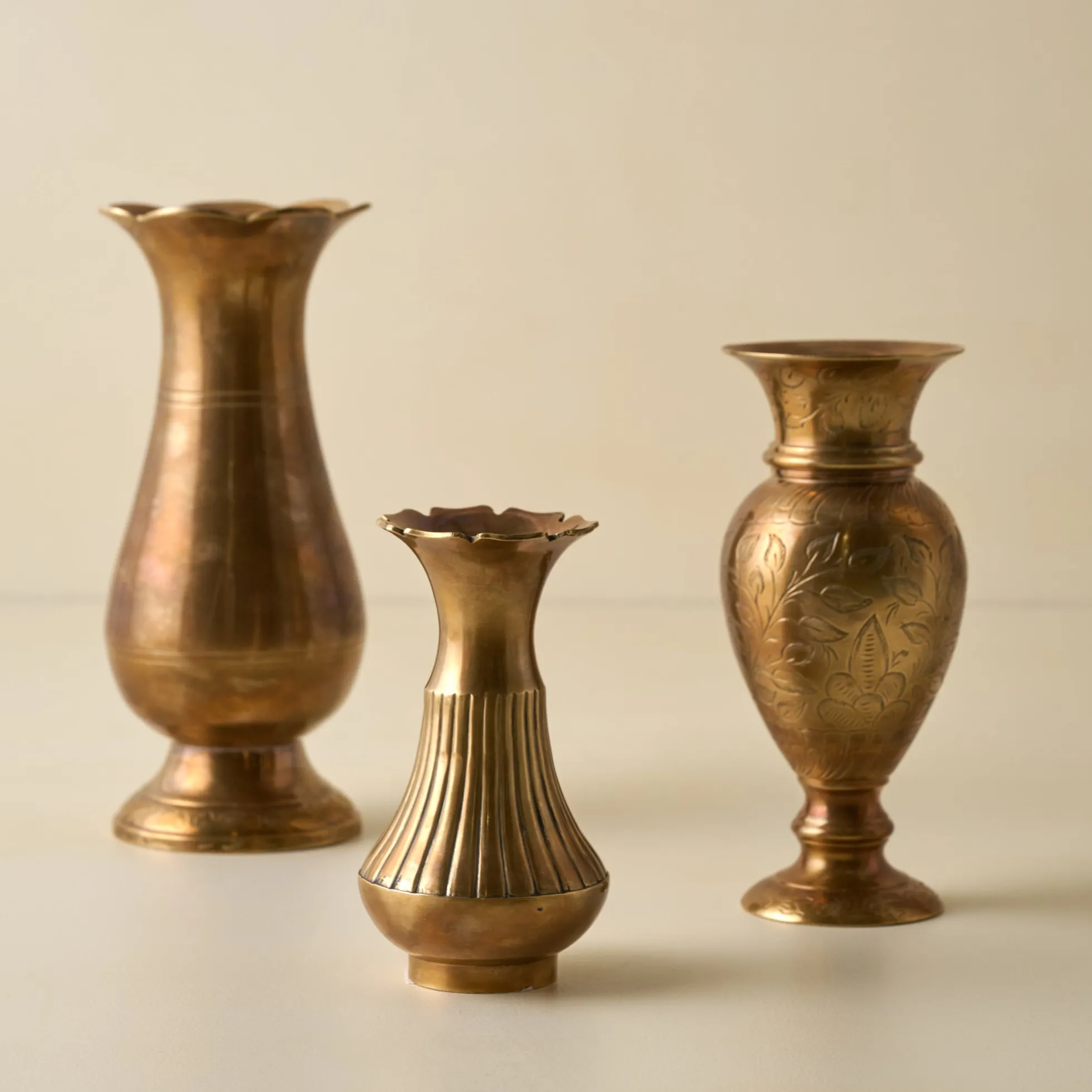 Anna Antiqued Solid Brass Vase