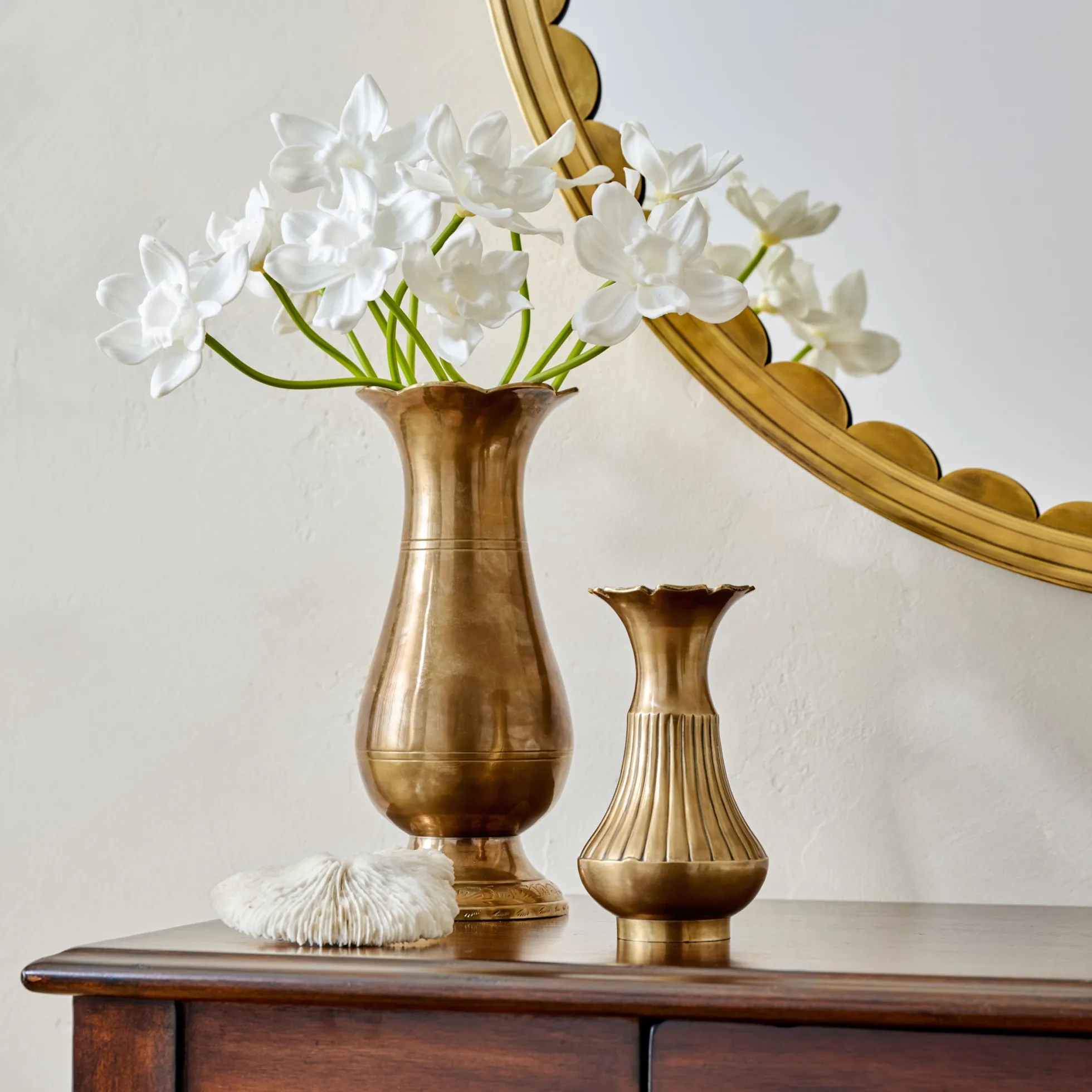 Anna Antiqued Solid Brass Vase