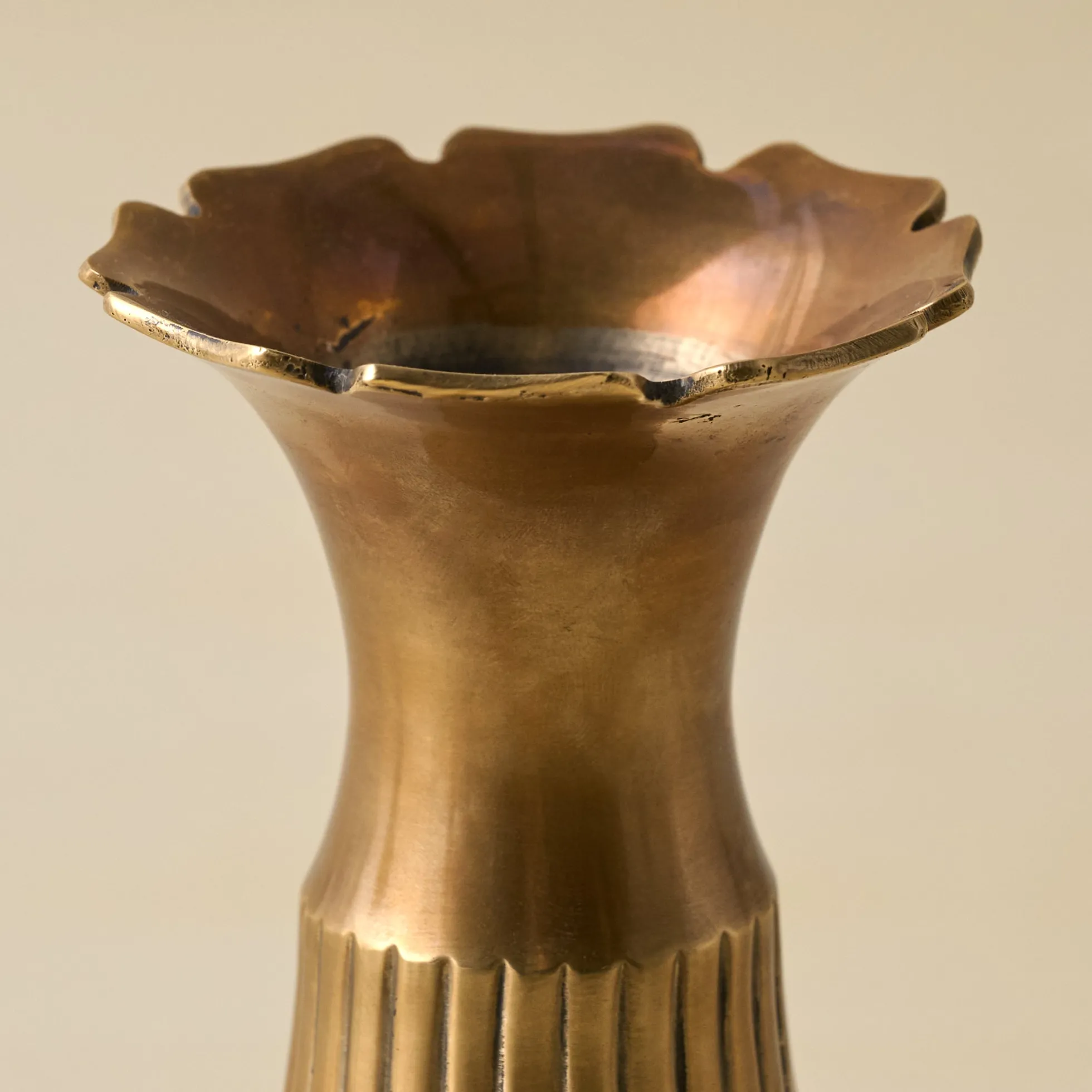 Anna Antiqued Solid Brass Vase
