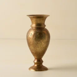 Anna Antiqued Solid Brass Vase