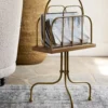 Antique Brass and Wood Media Stand
