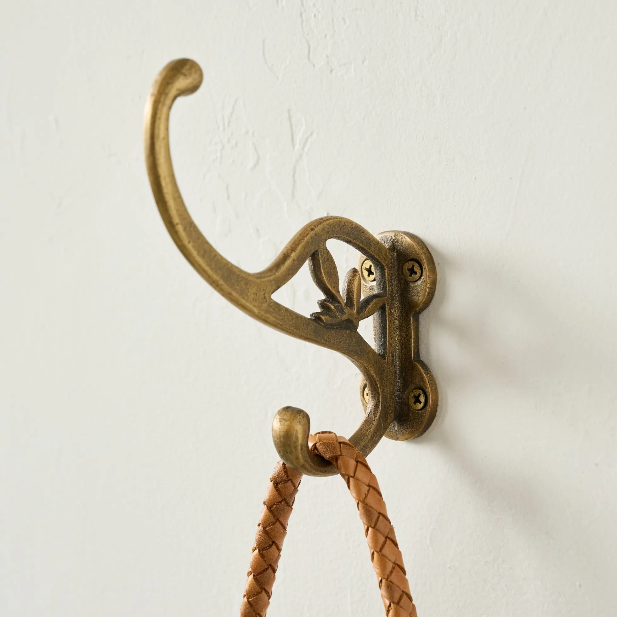 Antique Brass Floral Hook