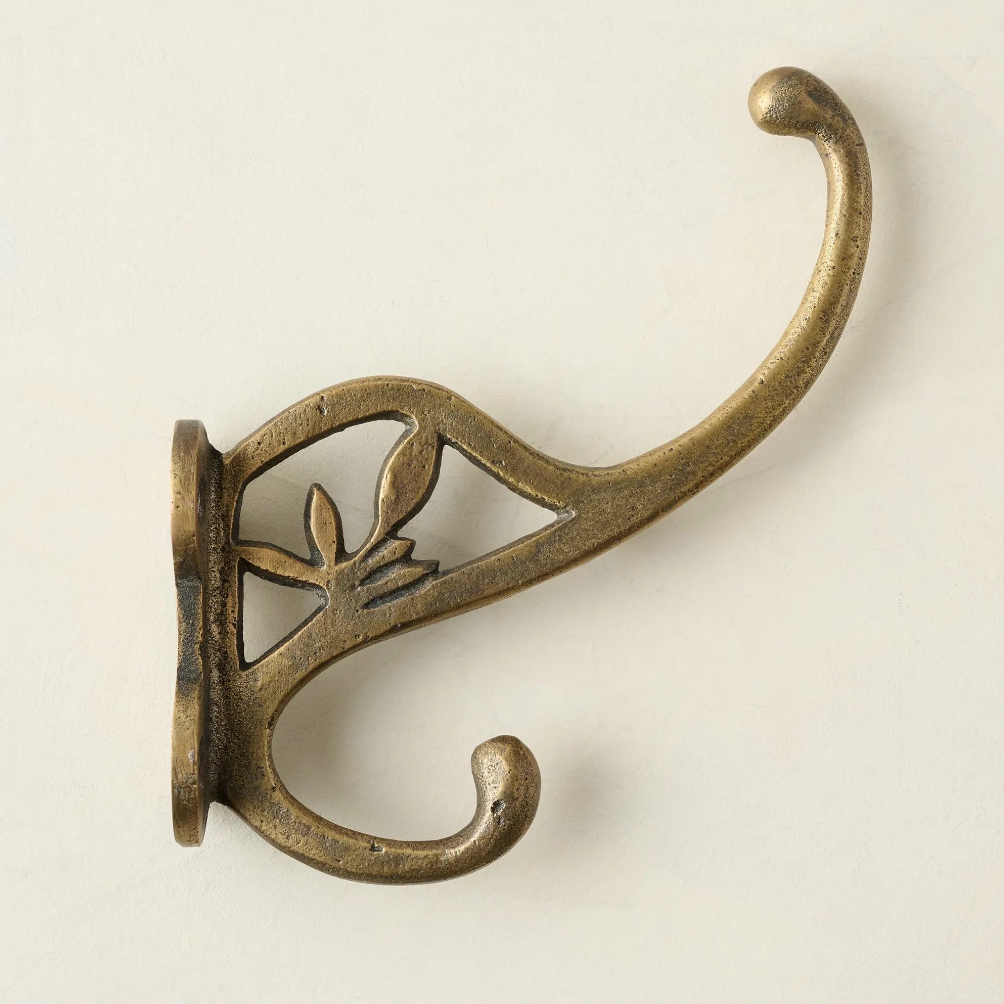 Antique Brass Floral Hook