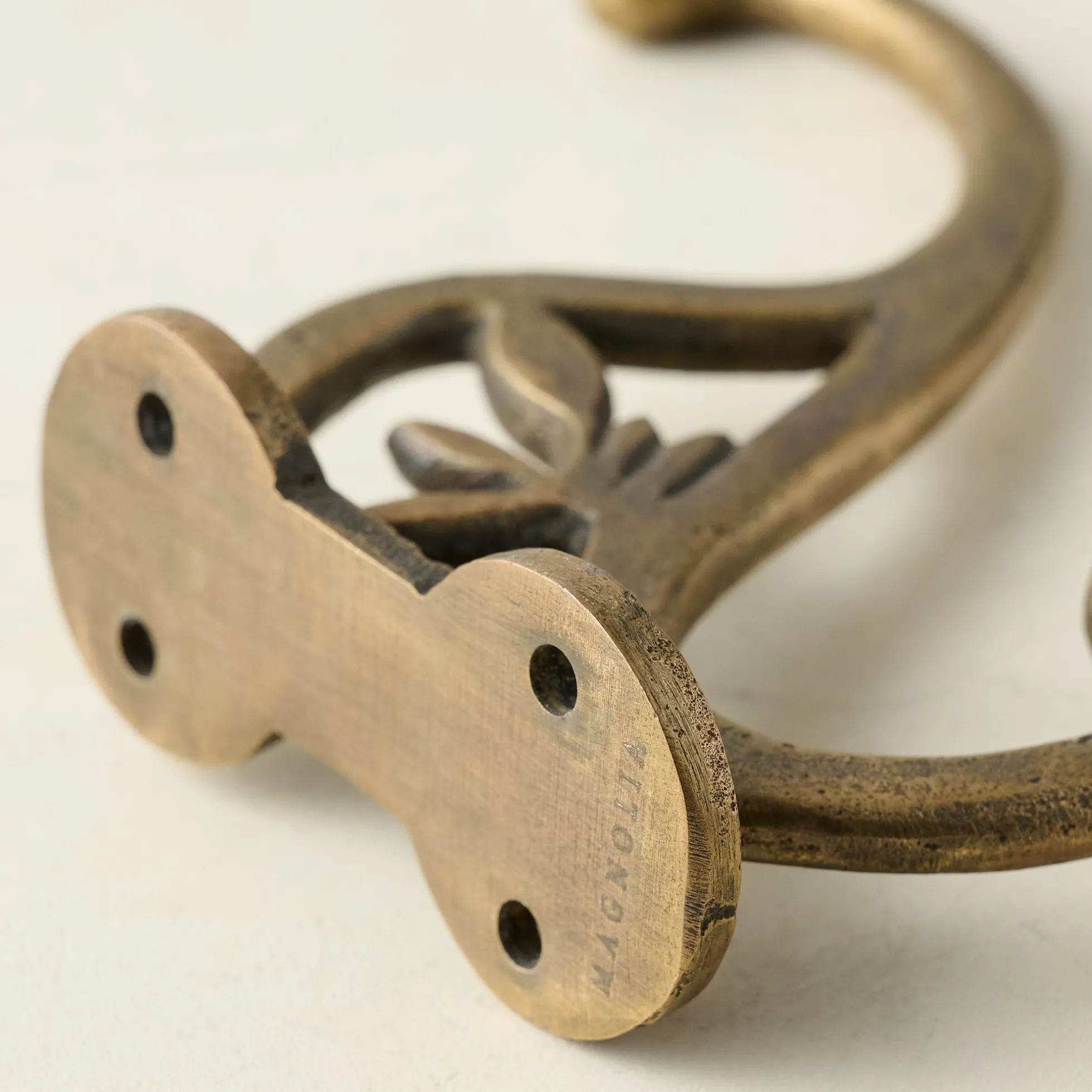 Antique Brass Floral Hook
