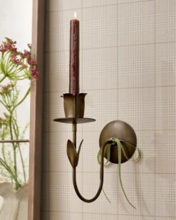 Antique Brass Forged Tulip Wall Sconce