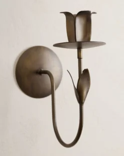 Antique Brass Forged Tulip Wall Sconce