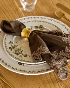 Antique Brass Ruffle Napkin Ring Set of Four
