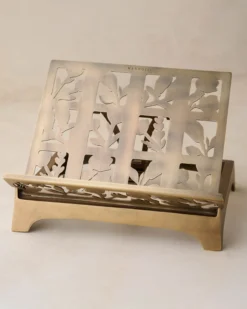 Antique Brass Shadow Floral Cookbook Stand