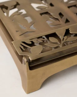 Antique Brass Shadow Floral Cookbook Stand