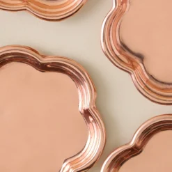 Antique Copper Scalloped Coaster Set of Four
