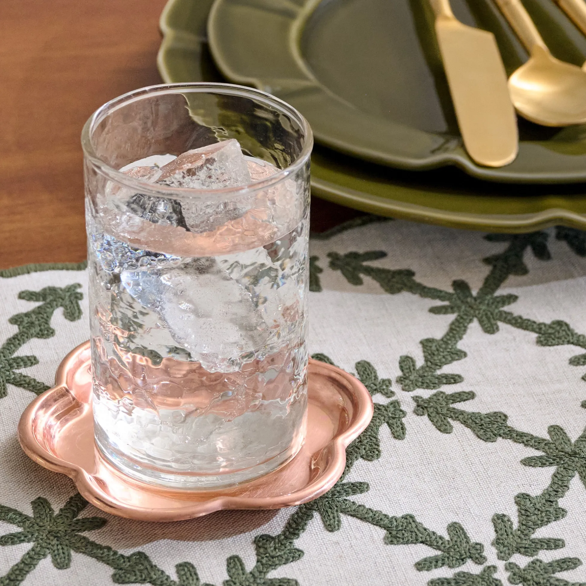 Antique Copper Scalloped Coaster Set of Four