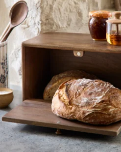 Antiqued Wood Carved Bread Box