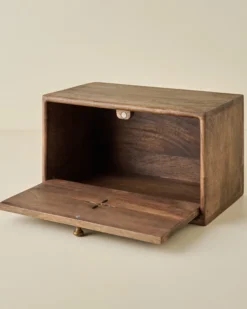 Antiqued Wood Carved Bread Box