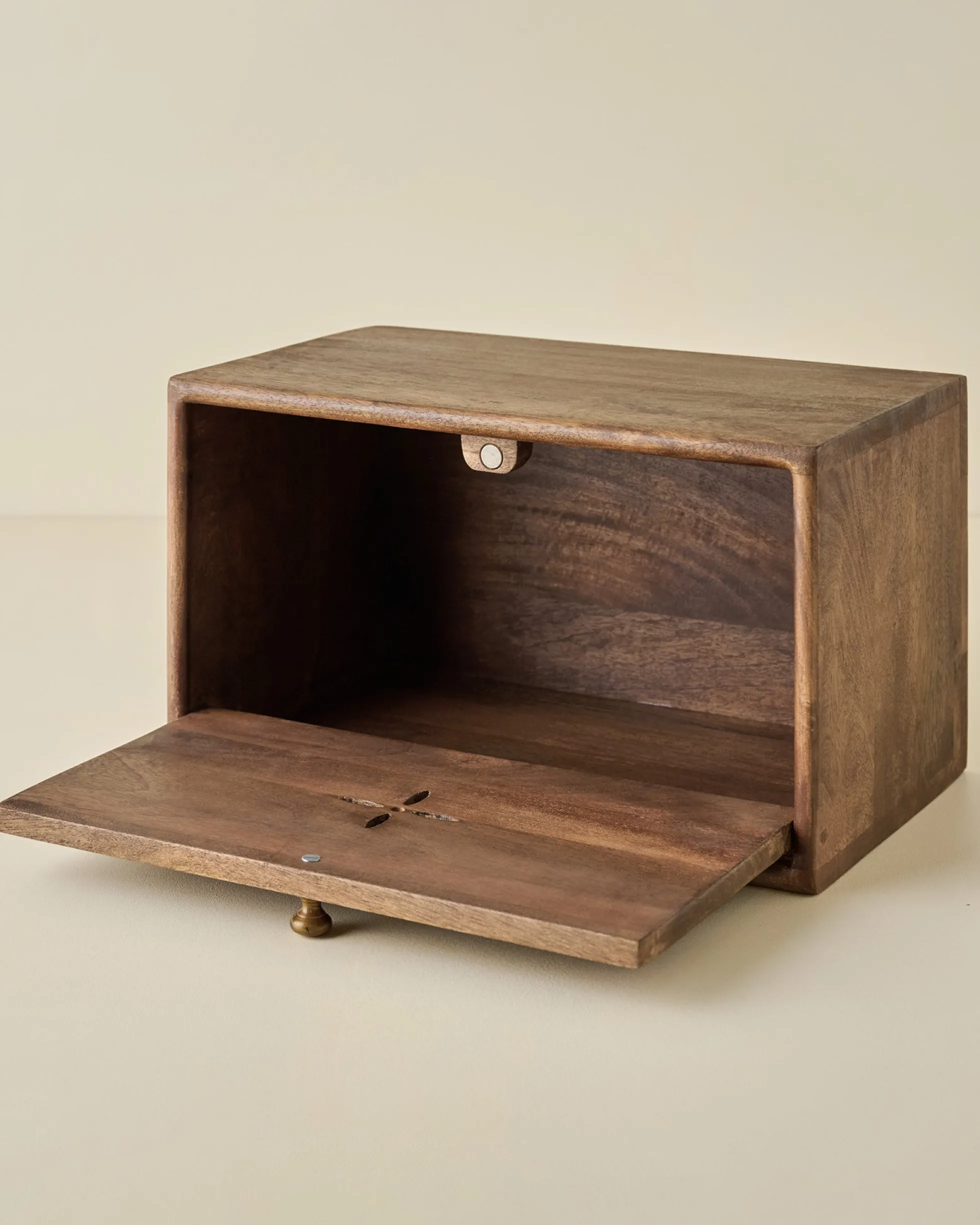 Antiqued Wood Carved Bread Box