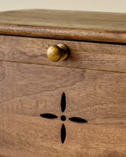 Antiqued Wood Carved Bread Box