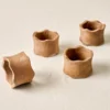 Antiqued Wood Napkin Ring Set of Four