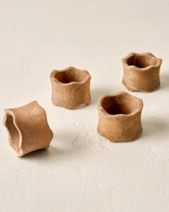 Antiqued Wood Napkin Ring Set of Four
