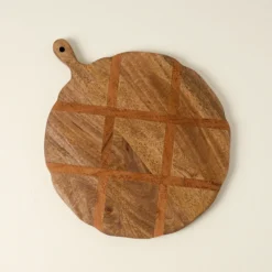 Antiqued Wood Round Serving Board