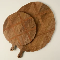 Antiqued Wood Round Serving Board