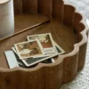 Antiqued Wood Scalloped Tray