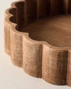 Antiqued Wood Scalloped Tray