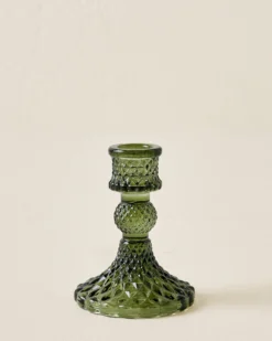 Antique Green Glass Taper Holder