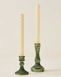 Antique Green Glass Taper Holder