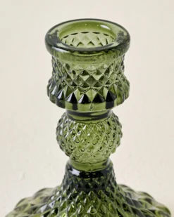 Antique Green Glass Taper Holder