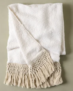 Antique White Essential Tassel Throw
