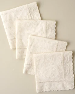 Antique White Eyelet Napkin Set of Four