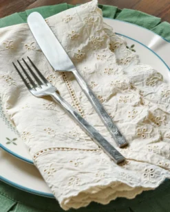Antique White Eyelet Napkin Set of Four