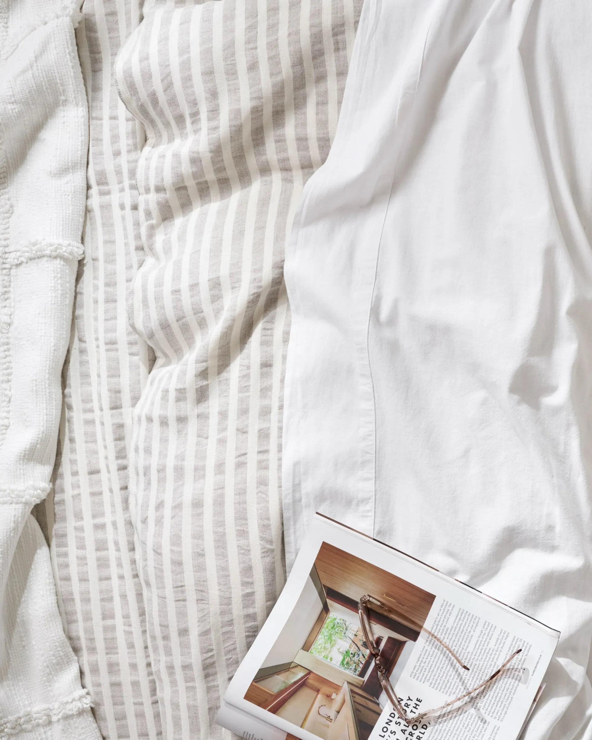 Antique White + Oatmeal Stripe Linen Cotton Duvet Cover