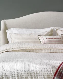 Antique White + Oatmeal Stripe Linen Cotton Duvet Cover
