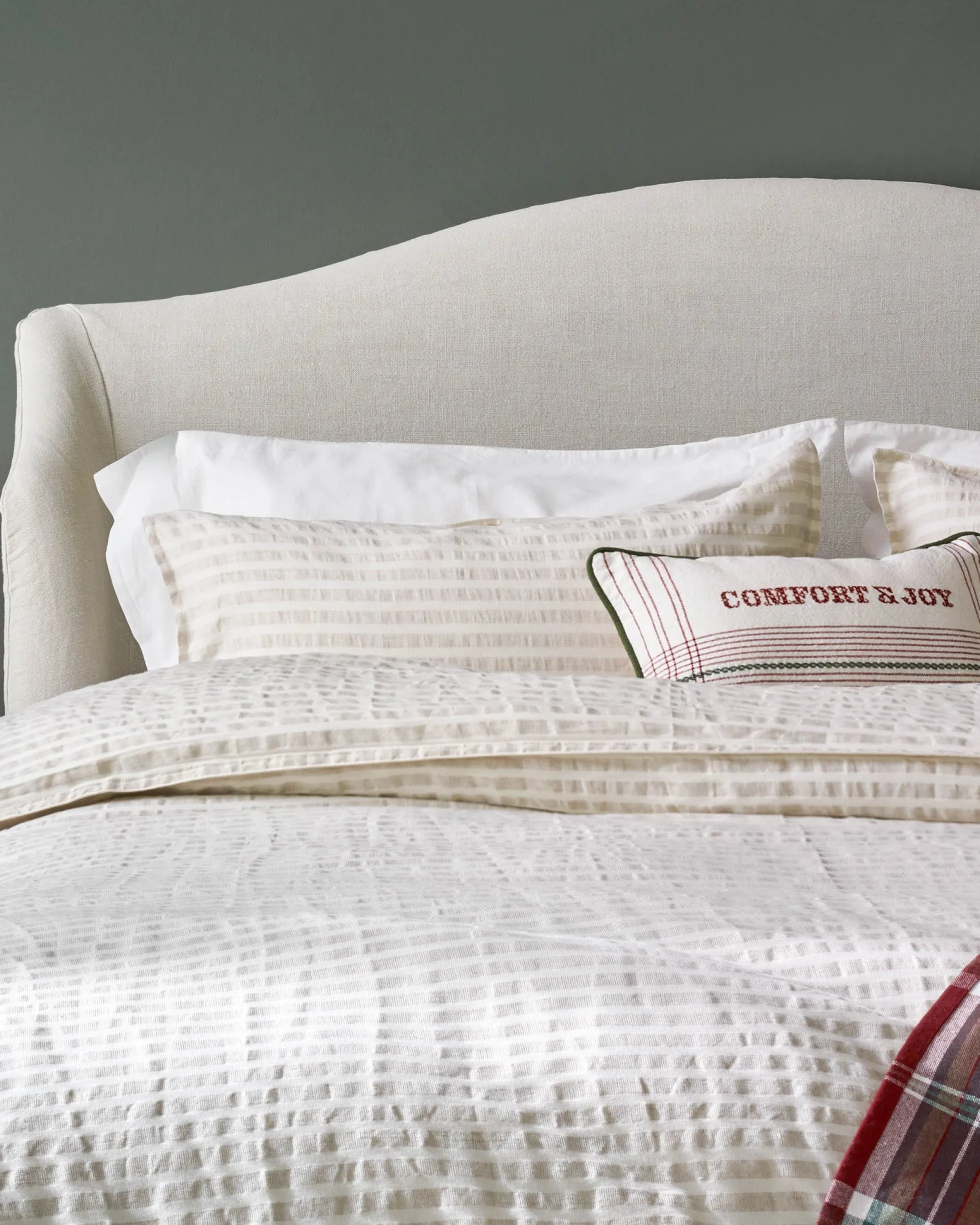 Antique White + Oatmeal Stripe Linen Cotton Duvet Cover