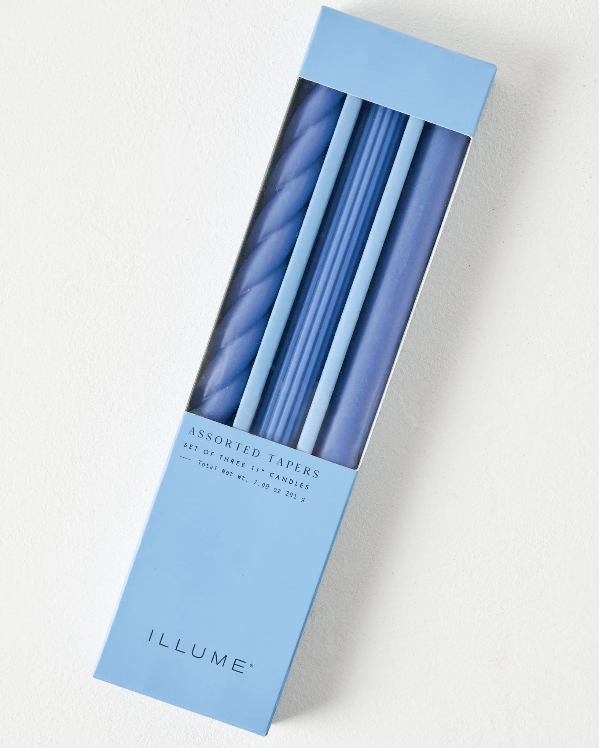 Assorted Blue Taper Candle Set