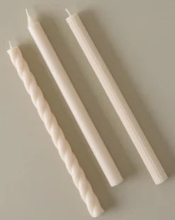 Assorted Cream Taper Candle Set