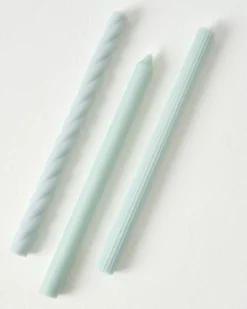 Assorted Light Blue Taper Candle Set