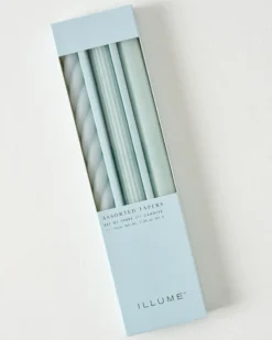 Assorted Light Blue Taper Candle Set