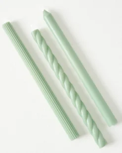 Assorted Sage Green Taper Candle Set
