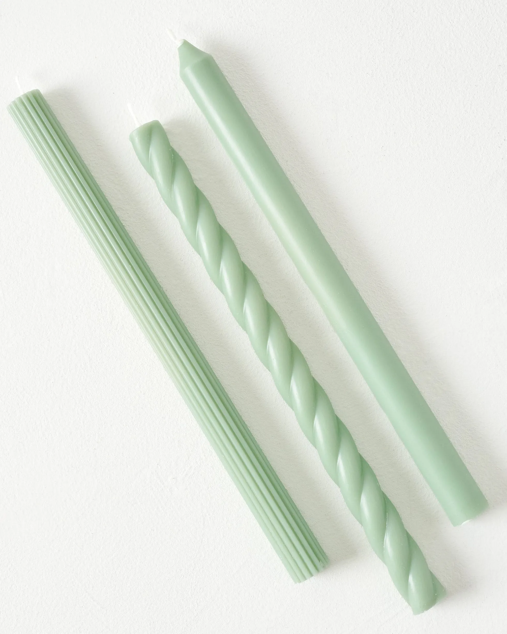 Assorted Sage Green Taper Candle Set