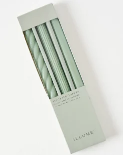 Assorted Sage Green Taper Candle Set