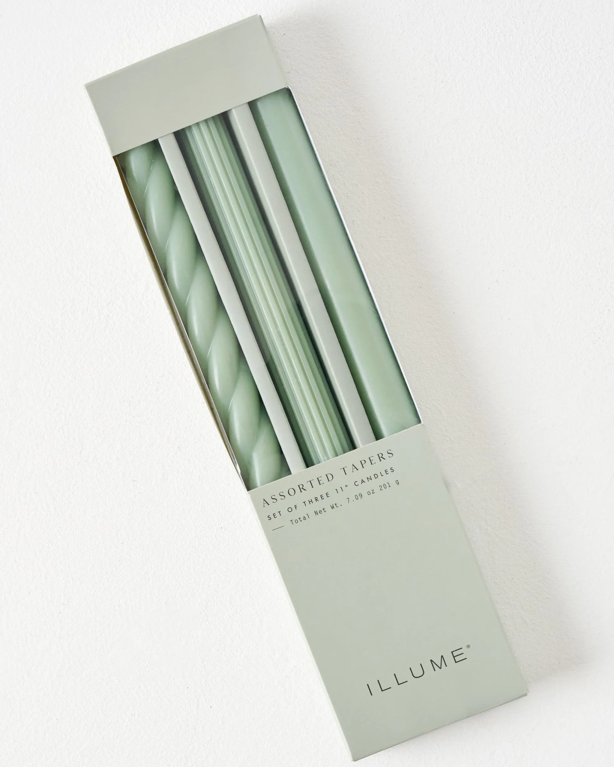 Assorted Sage Green Taper Candle Set