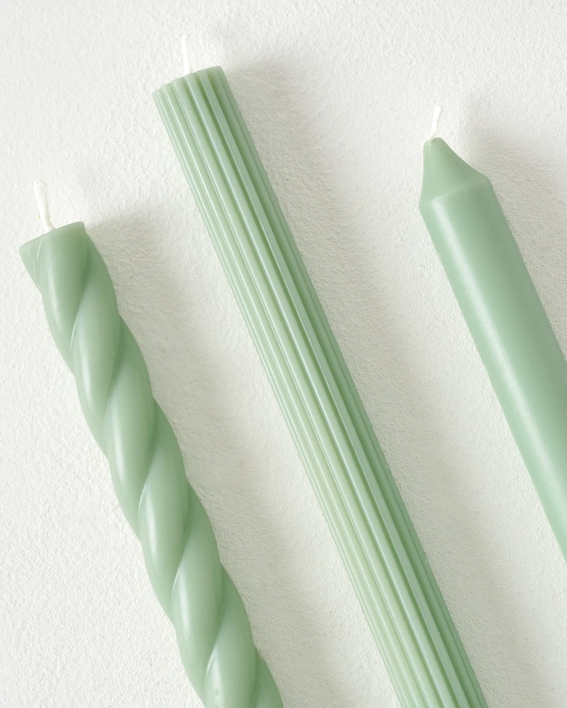 Assorted Sage Green Taper Candle Set