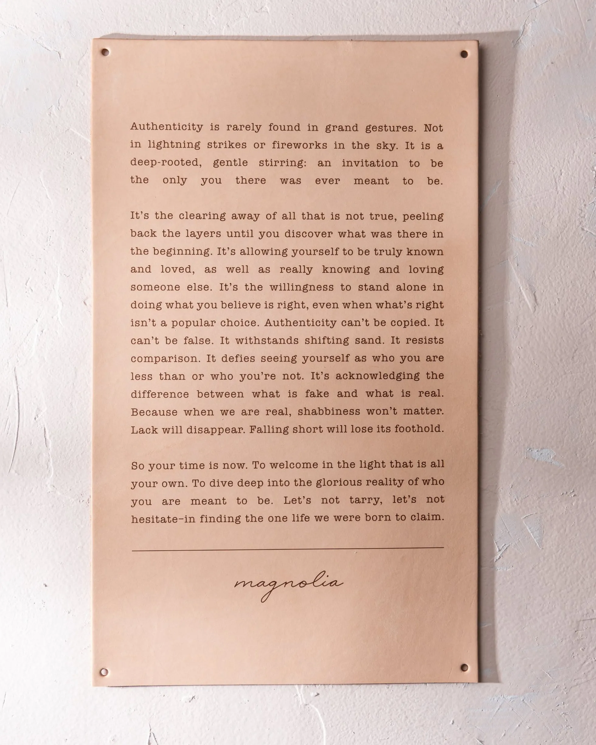 Authenticity Leather Sign
