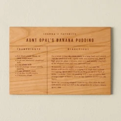 Banana Pudding Wooden Recipe Card