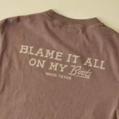 Blame It All On My Boots Brown Short Sleeve Shirt