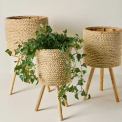 Bleached Woven Plant Stands
