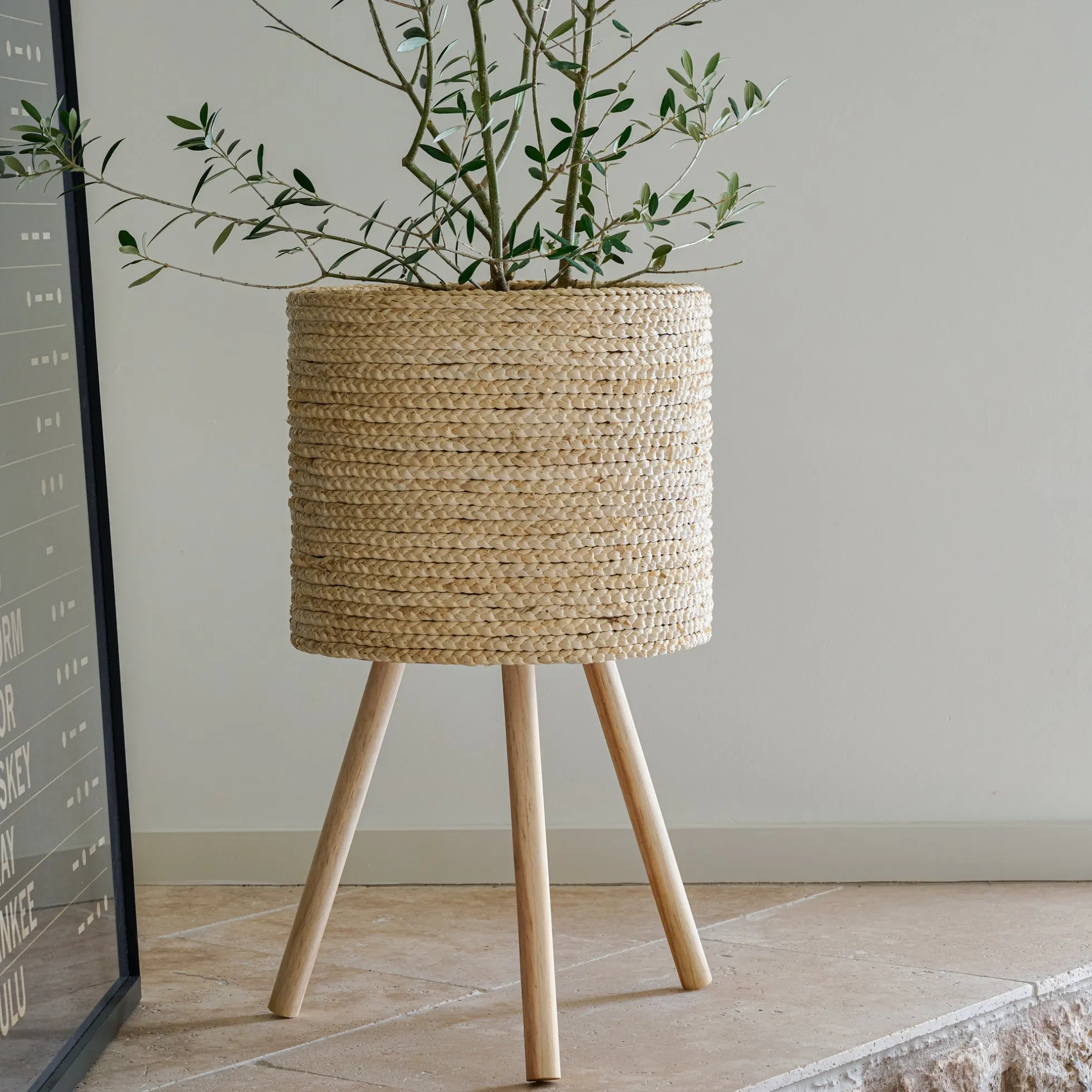 Bleached Woven Plant Stands