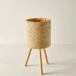 Bleached Woven Plant Stands